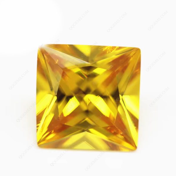 Golden Yellow Princess Cut square Cubic Zirconia Gemstones Synthetic square Cut CZ Stones - Image 2