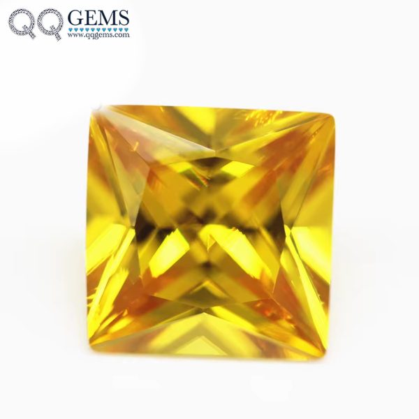 Golden Yellow Princess Cut square Cubic Zirconia Gemstones Synthetic square Cut CZ Stones - Image 5