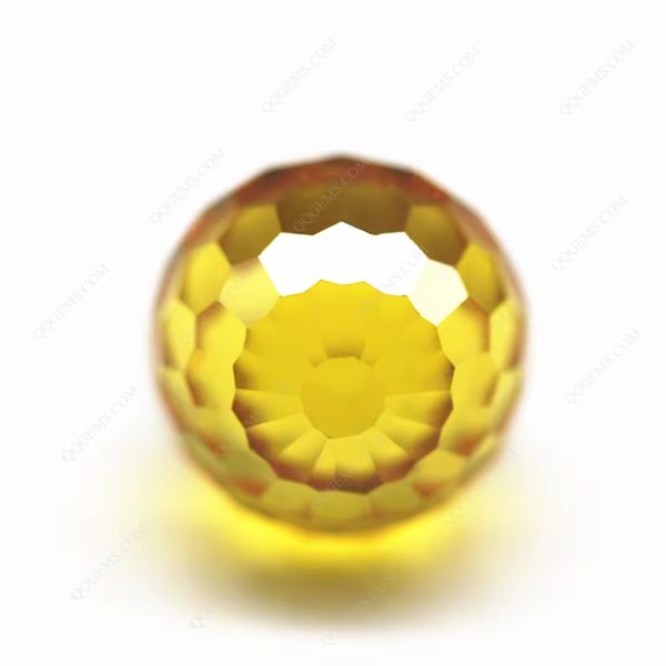 Round Faceted Beads Golden Yellow Cubic Zirconia Loose Gems Synthetic Faceted Ball Beads CZ Stones - Image 2