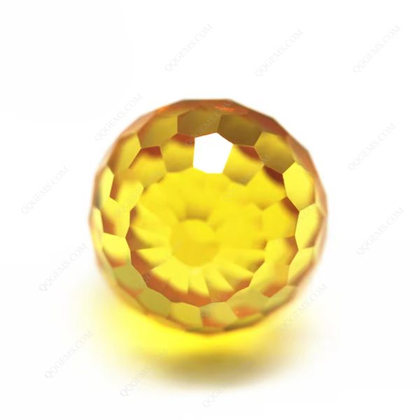 Round Faceted Beads Golden Yellow Cubic Zirconia Loose Gems Synthetic Faceted Ball Beads CZ Stones - Image 3