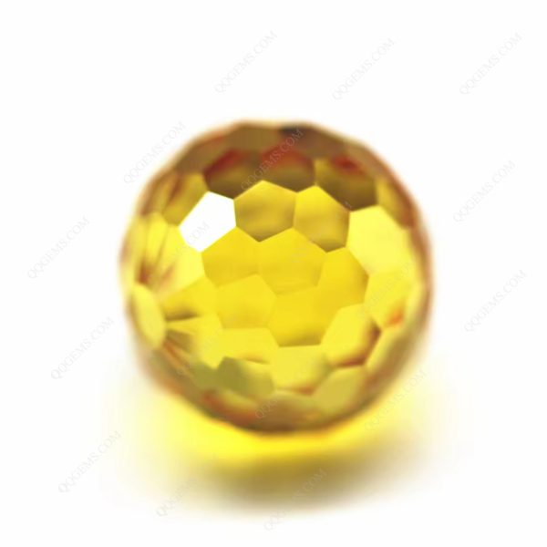 Round Faceted Beads Golden Yellow Cubic Zirconia Loose Gems Synthetic Faceted Ball Beads CZ Stones - Image 4