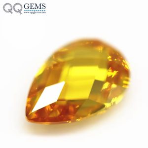 Yellow Pear Double Checker Board Cut Cubic Zirconia Loose Stones Artificial Pear Shape Double Turtle Face Cut CZ Gemstones