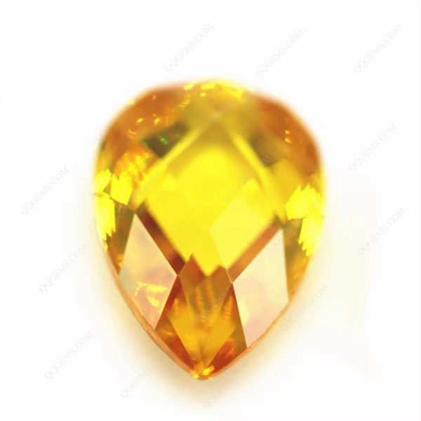 Yellow Pear Double Checker Board Cut Cubic Zirconia Loose Stones Artificial Pear Shape Double Turtle Face Cut CZ Gemstones - Image 4