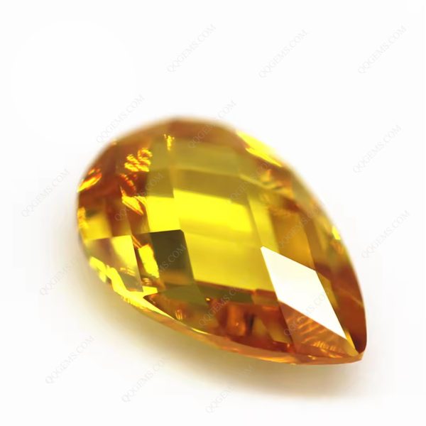 Yellow Pear Double Checker Board Cut Cubic Zirconia Loose Stones Artificial Pear Shape Double Turtle Face Cut CZ Gemstones - Image 6