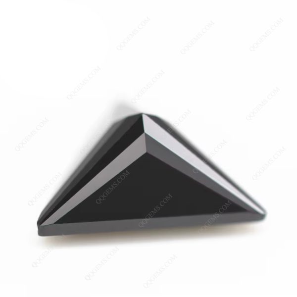 Black Color Machine Cut Triangle Cut Cubic Zirconia Loose Gemstones Synthetic Triangle Shape CZ Stones  - Image 2