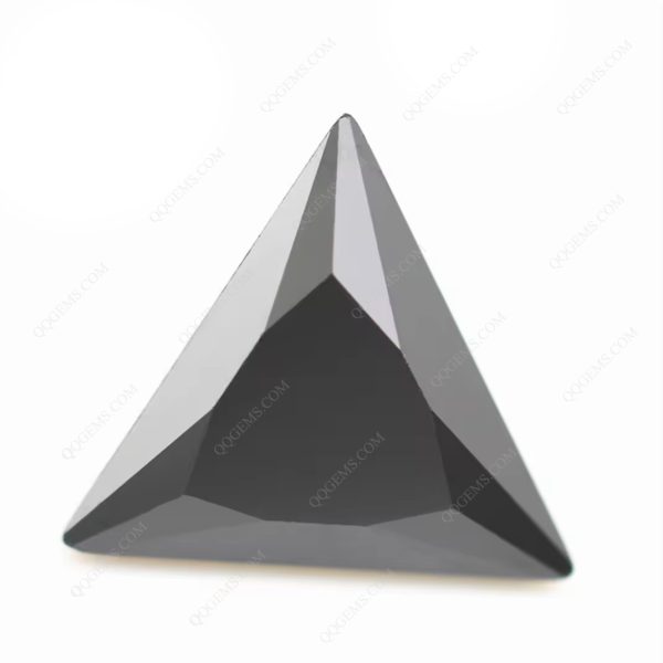 Black Color Machine Cut Triangle Cut Cubic Zirconia Loose Gemstones Synthetic Triangle Shape CZ Stones  - Image 3