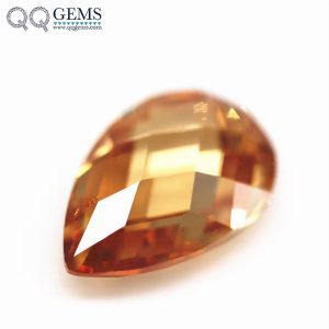 Champagne/D-champage Pear Double Checker Board Cut Cubic Zirconia Gemstones