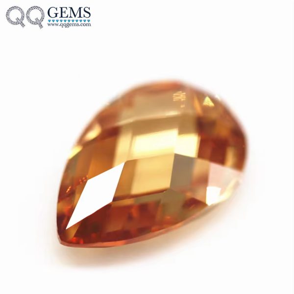 Champagne/D-champage Pear Double Checker Board Cut Cubic Zirconia Gemstones