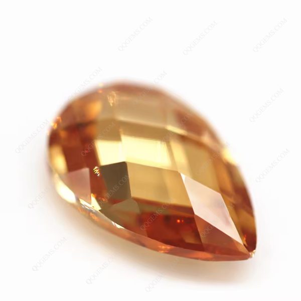 Champagne/D-champage Pear Double Checker Board Cut Cubic Zirconia Gemstones - Image 4