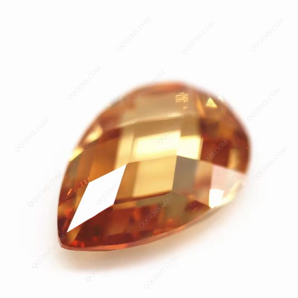 Champagne/D-champage Pear Double Checker Board Cut Cubic Zirconia Gemstones - Image 5