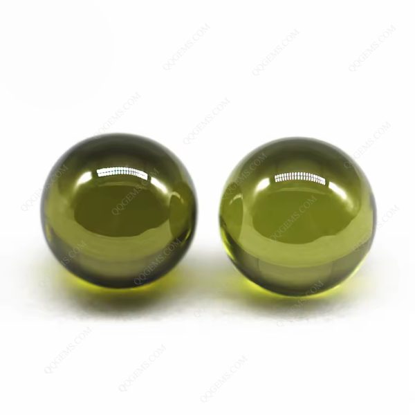 Peridot/dark Peridot Cubic Zirconia Loose Gems Synthetic Round Ball Shape CZ Stone Beads - Image 2