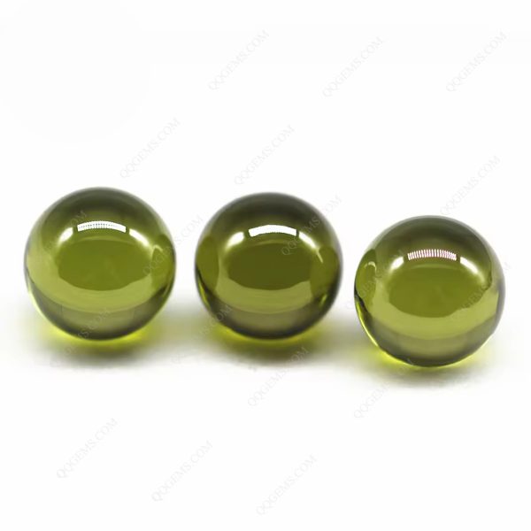 Peridot/dark Peridot Cubic Zirconia Loose Gems Synthetic Round Ball Shape CZ Stone Beads - Image 4