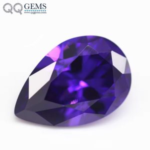 Violet/D-violet Cubic Zirconia Loose Gemstones Synthetic Machine Cut Pear Shape CZ Stones