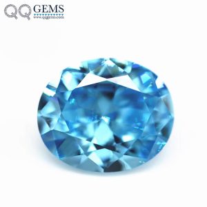 Aquamarine Cubic Zirconia Loose Gems Synthetic Diamond Cut Oval Shape CZ Stones