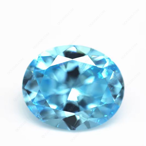 Aquamarine Cubic Zirconia Loose Gems Synthetic Diamond Cut Oval Shape CZ Stones - Image 2