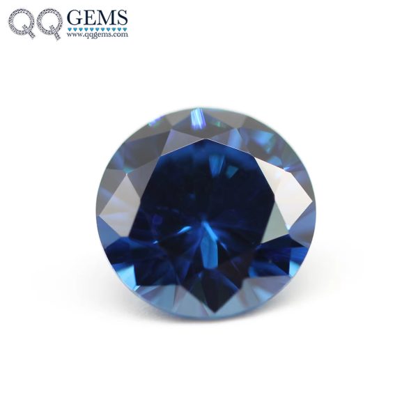 Round Machine Cut Sapphire Blue Cubic Zirconia Loose Gemstones Synthetic CZ Stones - Image 2