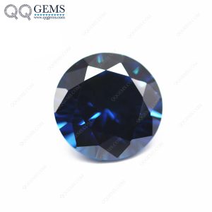 Round Machine Cut Sapphire Blue Cubic Zirconia Loose Gemstones Synthetic CZ Stones