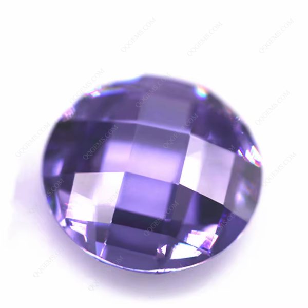 Round Flatback Checker Board Cut Lavender Color Cubic Zirconia Loose Gemstones for Jewelry - Image 5