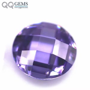 Round Flatback Checker Board Cut Lavender Color Cubic Zirconia Loose Gemstones for Jewelry