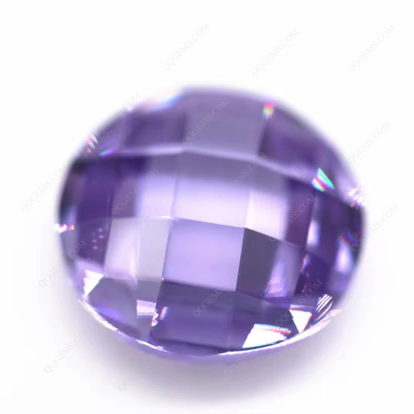 Round Flatback Checker Board Cut Lavender Color Cubic Zirconia Loose Gemstones for Jewelry - Image 3