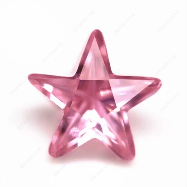 Pink Color Five Star Machine Cut Cubic Zirconia Loose Gemstones Synthetic Star Shape CZ Stones  - Image 3