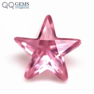 Pink Color Five Star Machine Cut Cubic Zirconia Loose Gemstones Synthetic Star Shape CZ Stones 
