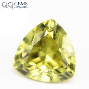 Olive Color Trillion Cut Cubic Zirconia Gemstone Synthetic Faceted Cut Trillion Shape CZ Stones 