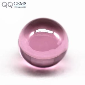 Pink Cubic Zirconia Loose Gems Synthetic Round Ball Shape CZ Stone with Hole for Bracelets 