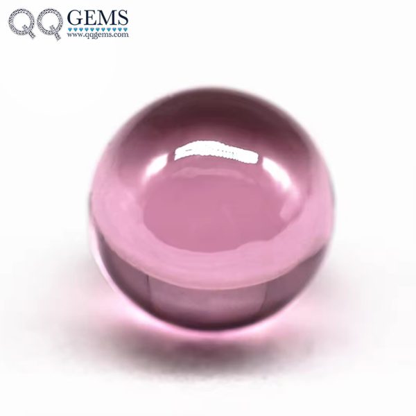 Pink Cubic Zirconia Loose Gems Synthetic Round Ball Shape CZ Stone with Hole for Bracelets 