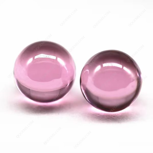 Pink Cubic Zirconia Loose Gems Synthetic Round Ball Shape CZ Stone with Hole for Bracelets  - Image 5