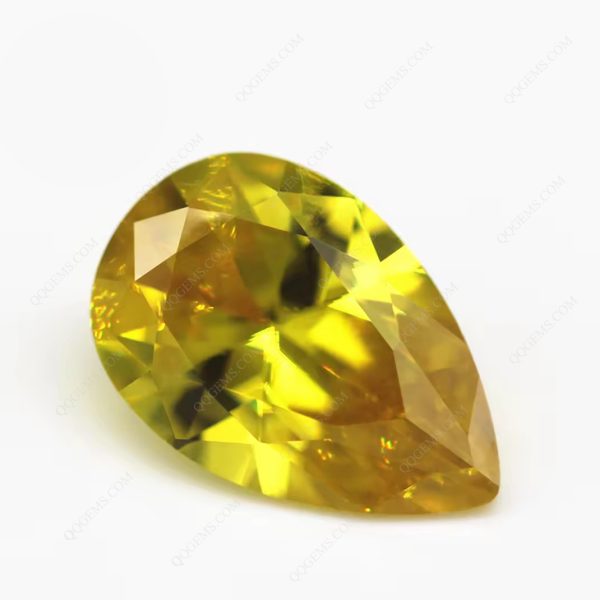 Pear Cut Olive Color Cubic Zirconia Loose Gemstone Synthetic Diamond Cut Pear Shape CZ Stones - Image 2