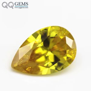 Pear Cut Olive Color Cubic Zirconia Loose Gemstone Synthetic Diamond Cut Pear Shape CZ Stones