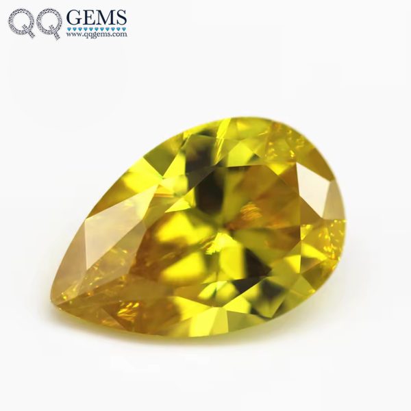Pear Cut Olive Color Cubic Zirconia Loose Gemstone Synthetic Diamond Cut Pear Shape CZ Stones