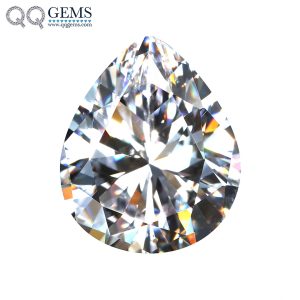 White Color Cubic Zirconia Gemstones Synthetic Diamond Cut Pear Shape CZ Stones