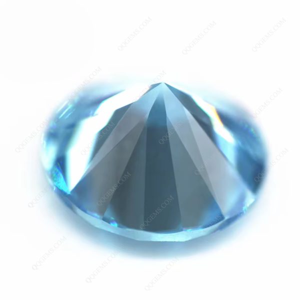 Round Faceted Cut Aquamarine Cubic Zirconia Loose Gems Synthetic Round Shape CZ Stones - Image 2