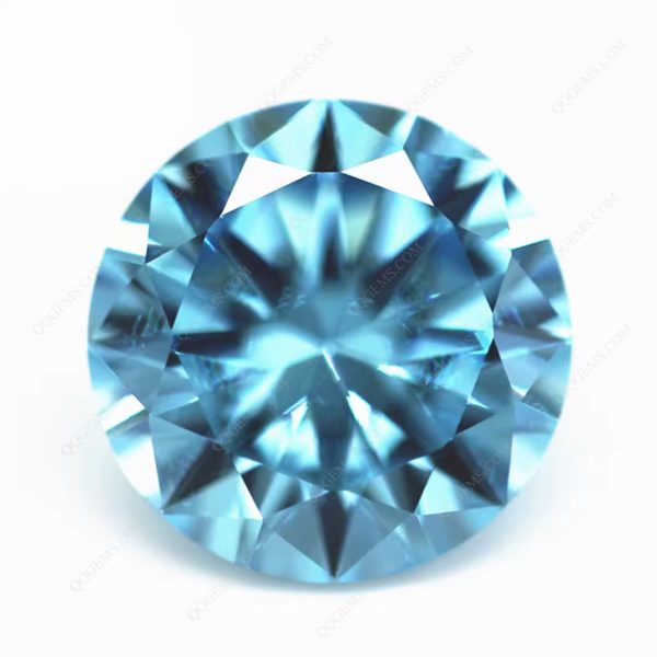 Round Faceted Cut Aquamarine Cubic Zirconia Loose Gems Synthetic Round Shape CZ Stones - Image 4