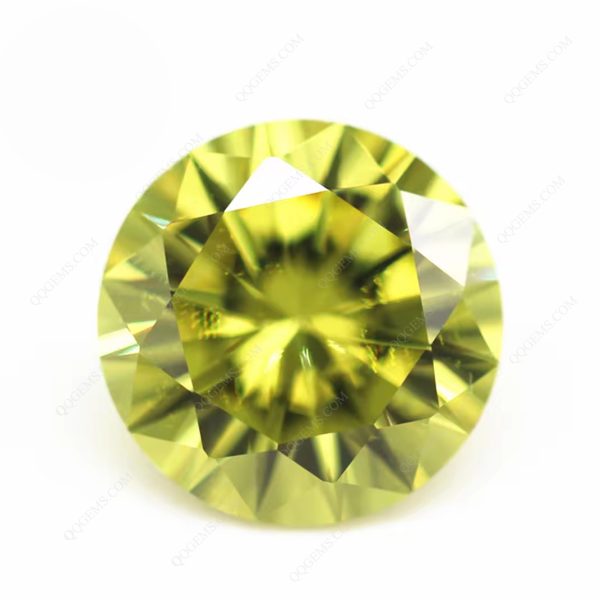 Cubic Zirconia Loose Round Shape Diamond Cut Olive Cubic Zirconia Loose Gemstones Synthetic Round Cut CZ Stones Artificial Round Machine Cut CZ Stones for Jewelry Making - Image 3