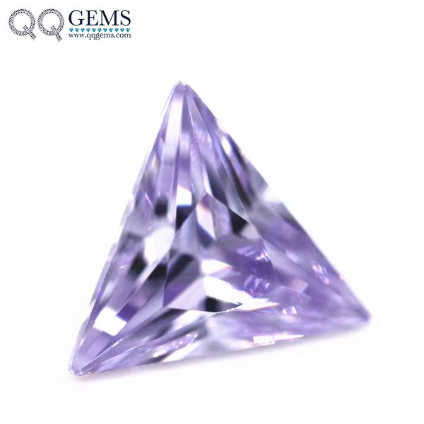 Lavender Triangle Cut Cubic Zirconia Loose Gemstones Artificial Bright Cut Triangle Shape CZ Stones 