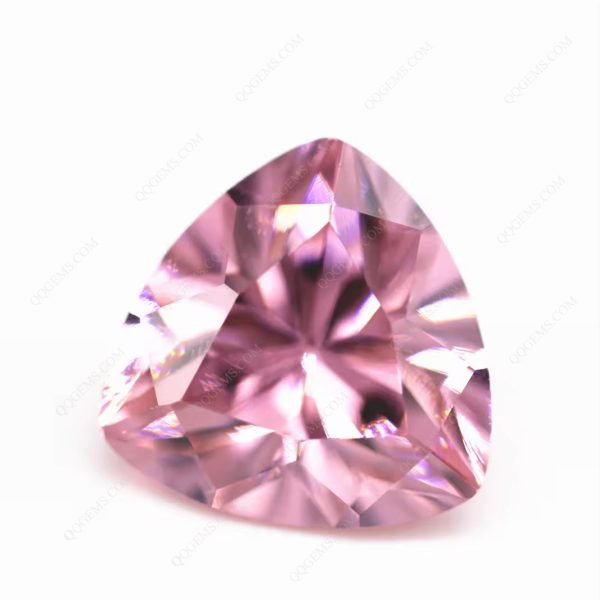 Pink Color Machine Cut Trillion Shape Cubic Zirconia Loose Stone Synthetic Trillion Cut CZ Gemstones  - Image 4