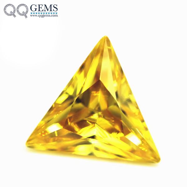 Golden Yellow Triangle Diamond Cut Cubic Zirconia Loose Gems Synthetic Triangle Shape CZ Stones 