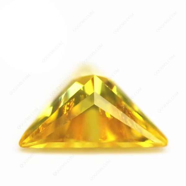 Golden Yellow Triangle Diamond Cut Cubic Zirconia Loose Gems Synthetic Triangle Shape CZ Stones  - Image 2