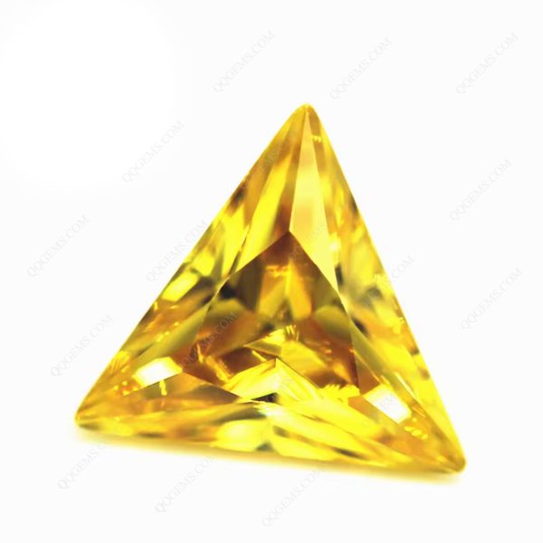 Golden Yellow Triangle Diamond Cut Cubic Zirconia Loose Gems Synthetic Triangle Shape CZ Stones  - Image 4