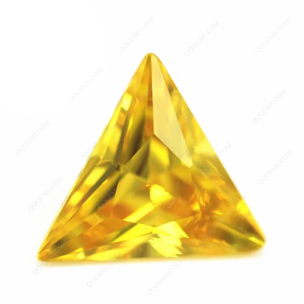 Golden Yellow Triangle Diamond Cut Cubic Zirconia Loose Gems Synthetic Triangle Shape CZ Stones  - Image 5
