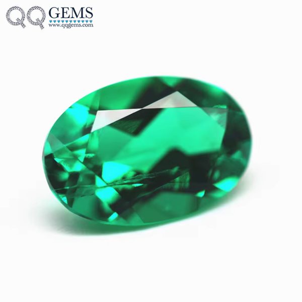Oval Cut Hydrothermal Cultivation Emerald Gemstones Lab Created Emerald with Cracks and Inclusions Inside Gems