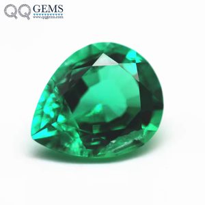 Pear Natural Cut Laboratory Cultivated Emerald Loose Gemstones Columbia Emerald Gems