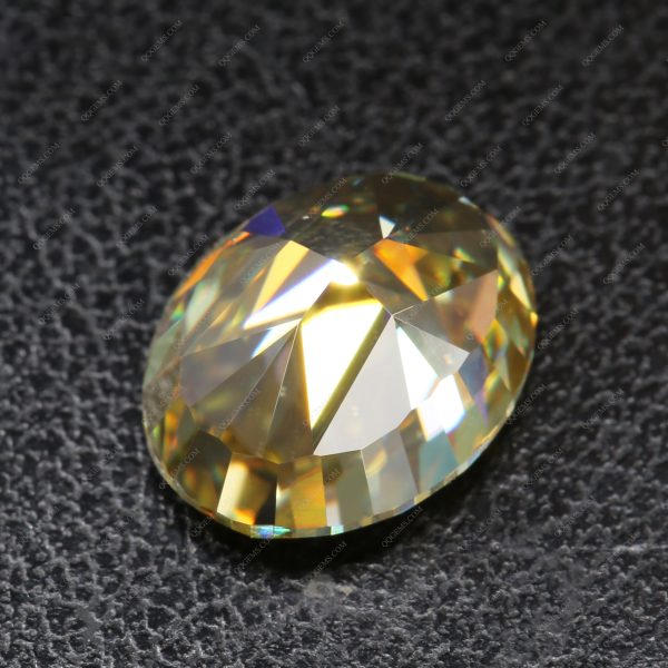 Oval Cut Golden Yellow Moissanite Loose Gemstone Oval Shape Crushed Ice Cut - Image 2