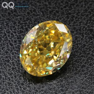 Oval Cut Golden Yellow Moissanite Loose Gemstone Oval Shape Crushed Ice Cut
