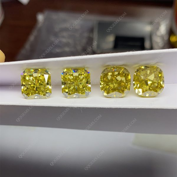 Cushion Cut Canary Yellow Moissanite Loose Diamond Cushion Shape Crushed Ice Cut - Image 5