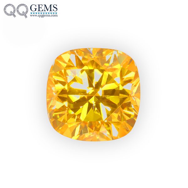 Cushion Cut Plating Golden Yellow Loose Moissanite Diamond Vivid Yellow Color Moissanite