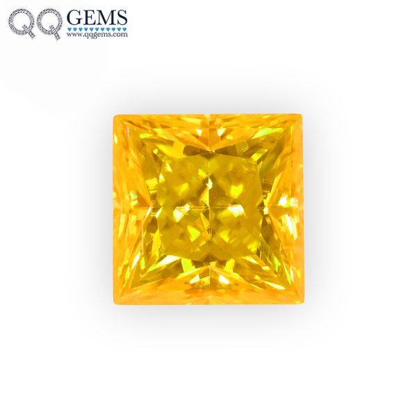 Square Cut Plating Golden Yellow Loose Moissanite Diamond Vivid Yellow Color Moissanite